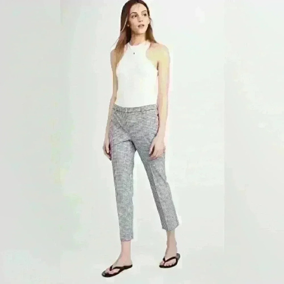 Theory straight leg cropped checkered Corpcore pant mid weight structured size 8 - Picture 3 of 7